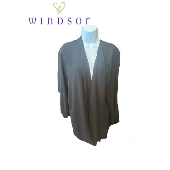 Windsor Solid Black Long Textured Tunic Sz. L - Picture 1 of 4